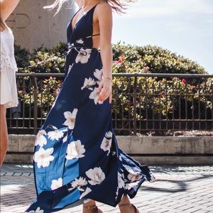 Showpo Floral Open Leg Maxi Dress